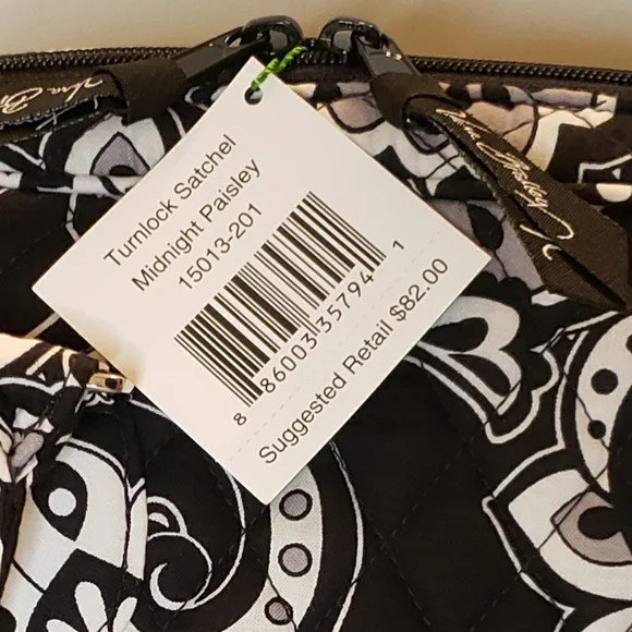 Vera Bradley Midnight Paisley Turnlock Satchel - Picture 2 of 11